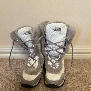 The North Face Gray and White Fur-Lined Boots